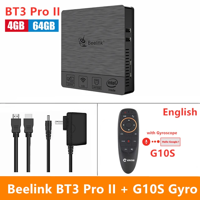 4G 64G G10S Gyro BT3 Pro II ТВ приставка 4 Гб 64 Гб Intel Atom X5-Z8350 Intel HD graphics 400 Beelink BT3 Pro мини-ПК Win 10 BT 4,0 1000 Мбит/с медиаплеер - Цвет: 4G 64G G10S Gyro