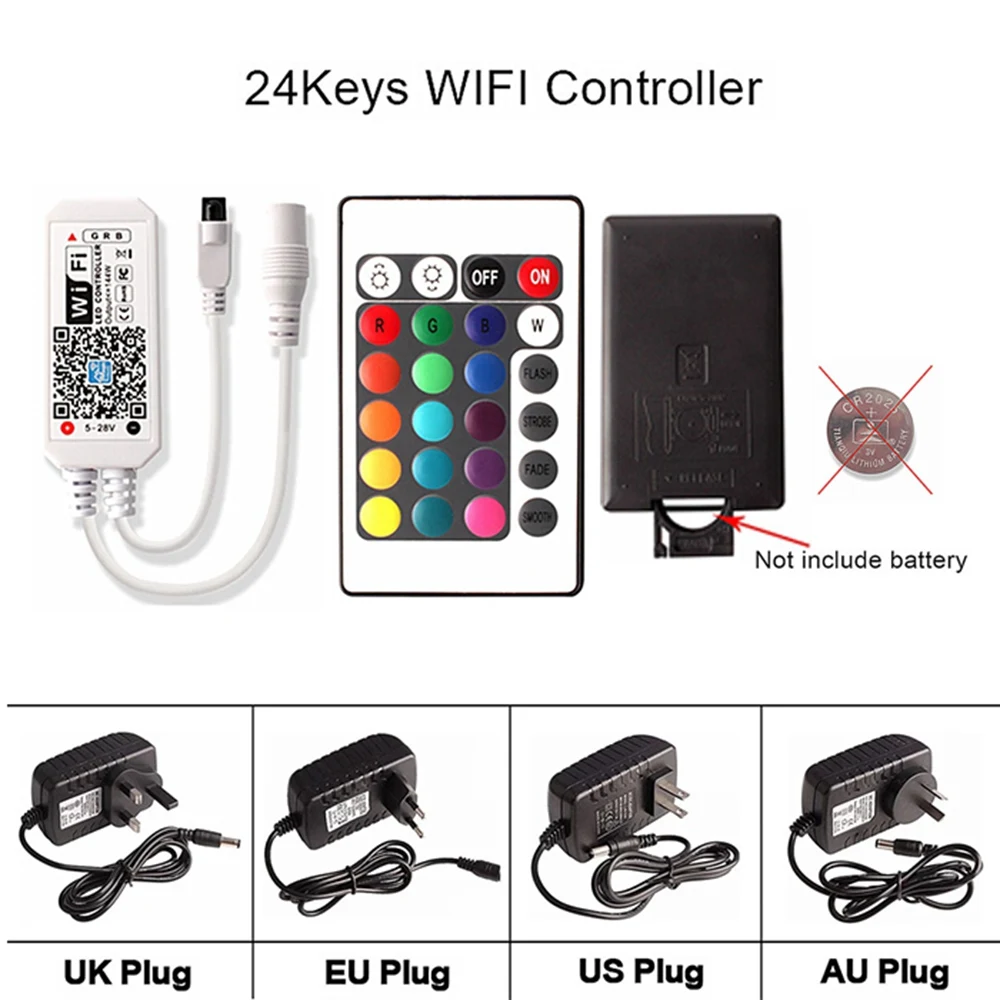 RGBW RGBWW RGB Светодиодная лента WiFi DC 12 В 5050 водонепроницаемый гибкий светодиодный светильник лента 60 светодиодный s/m 5 м IR WiFi контроллер адаптер питания