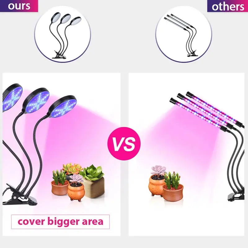  45W Dimmable Plant Grow Light 2/3 Heads 78/117 LED Beads Timing Full Spectrum Phyto Grow Tube Lamp  - 4000103534906