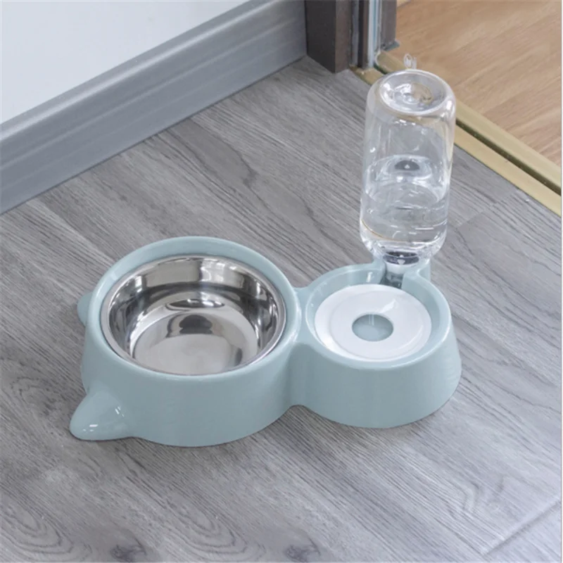 Double Pet Bowls Cat Dog Food Water Feeder Automatic Bowl Dogs Dish Cat Feeding Watering Supplies Pet Feeder Water Dispenser