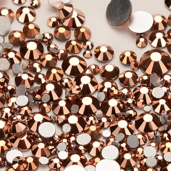 

Mix Size Rose Gold Flat Back Rhinestones For Nail Arts and Crafts