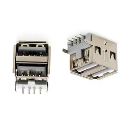 2/6/10 pcs Double female USB socket Type A curved 8Pins USB connector PCB female end flat jack socket tail terminal