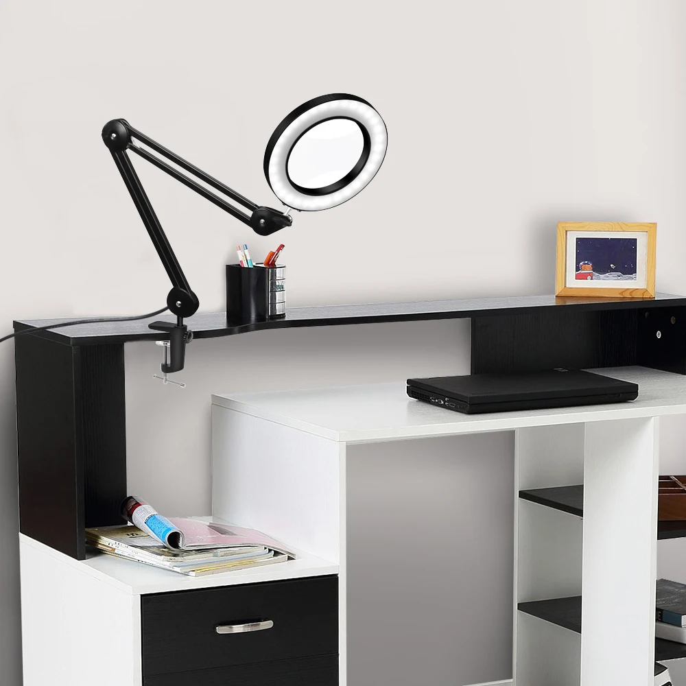 Toolour 5X Увеличительное стекло светодиодный светильник USB кабель Складная сварочная Лупа гибкий зажимной стол для DIY припоя освещение