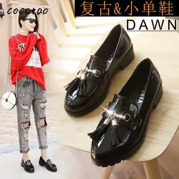 

British Loafers Women's Spring And Summer Lacquered Retro Thick-soled College Wind Thick With 2020 Tassel Single Shoes