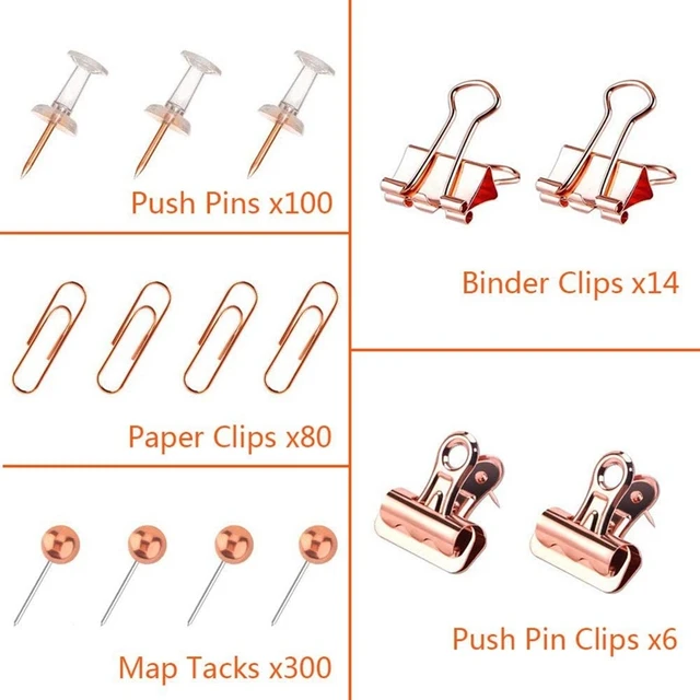 5 Styles 500 Pcs Paper Pins Binder Clips Paper Clips Rose Gold Clips Office  School And Home Supplies Pink Office Supplies - Paperclips - AliExpress