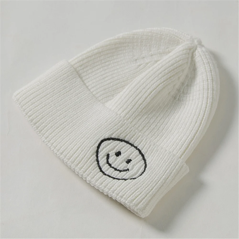 Adult Parent-child Smiley Face Hat Autumn and Winter Candy Color Adult Woolen Hat Female Wild Casual Sweet Knitted Cold Hat Male timberland skully