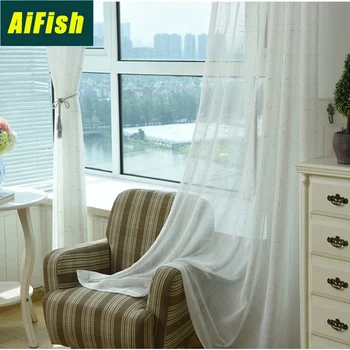 

Modern Simple White Hemp Curtains Living Room Bedroom Bay Window Specials Window Screen Curtains wp038T4
