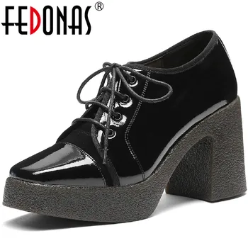 

FEDONAS Newest Patent Leather Platform Women's Shoes Cross Tied High Heels Pumps Fashion Quality Night Club Party Shoes Woman