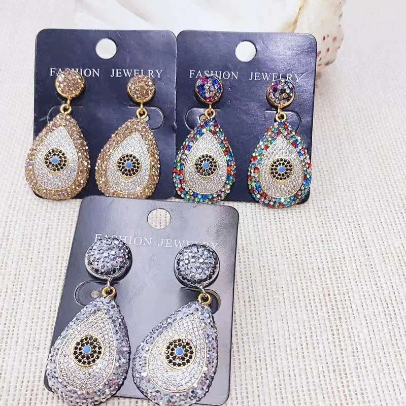 

Earring Personality Eye of the demon Crystal Shiny Drop Earrings Copper For Party 3pairs 2019 New Fashion Earring