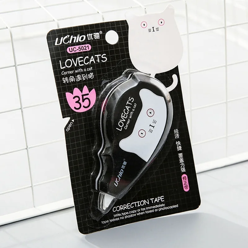 Cute Kawaii Black White Cat Kitten Correction Tape Correcting Stationery School Office Supply Random Style