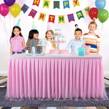

Colorful Table Skirt Tutu Tulle Tablecloth for Party Wedding Festival Birthday Party Home Rectangle / Round Tables Decoration