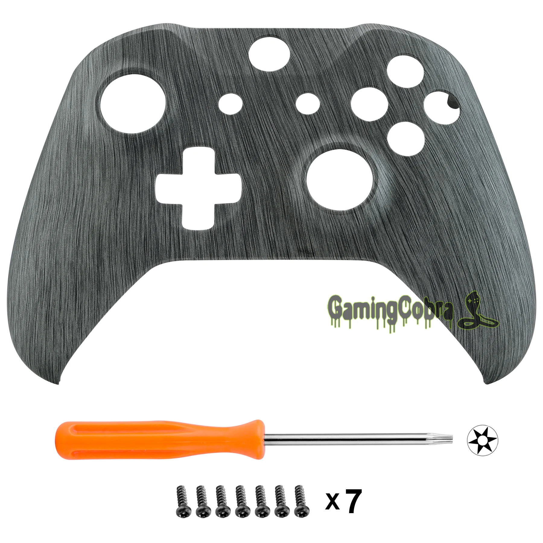 

Brushed Silver Patterned Faceplate Front Housing Shell Case Replacement Part for Xbox One X & One S Controller (Model 1708)