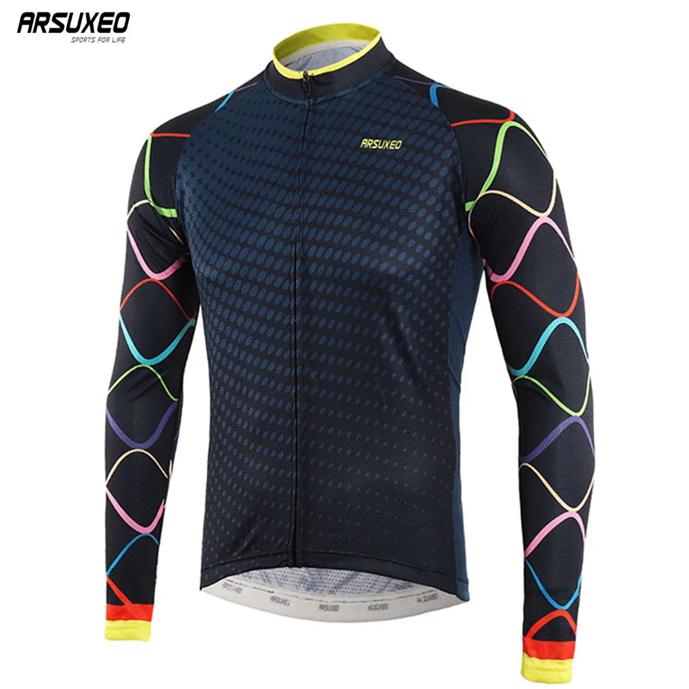 

ARSUXEO Men's Sports Cycling Jersey Spring Summer Autumn Bicycle Cycling Clothing Long Sleeve MTB jersey Shirt Bike Jersey Z9XL