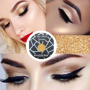 

PHOERA 12 Colors Eyeshadow Shimmer Pearlescent Eye Shadow Monochrome Flicker Diamond Eyeshadow Powder Gold Rose Metal Eye Makeup