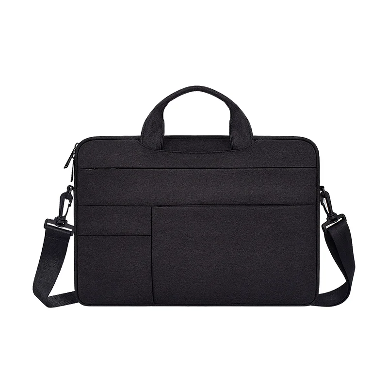 Водонепроницаемый устойчивый к царапинам портфель для ноутбука 13 14 15,6 дюймов сумка с ремешком для ноутбука чехол для Macbook Женская и мужская сумка - Color: Black