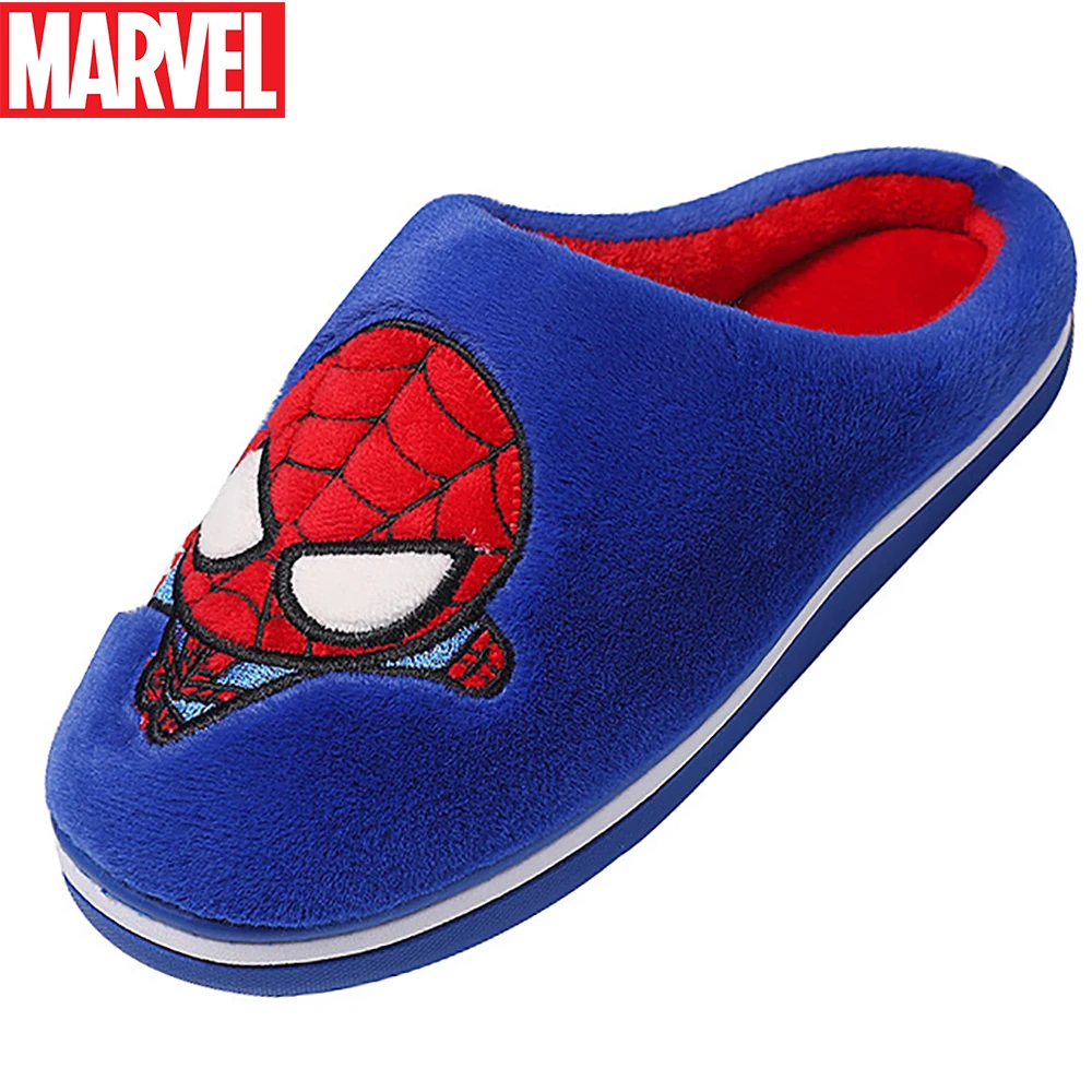 Marvel Children Cotton Casual Slippers For Winter Boys Cute Spider-man Home Shoes Kids Warm Non-slip Soft Bottom Indoor Slipper