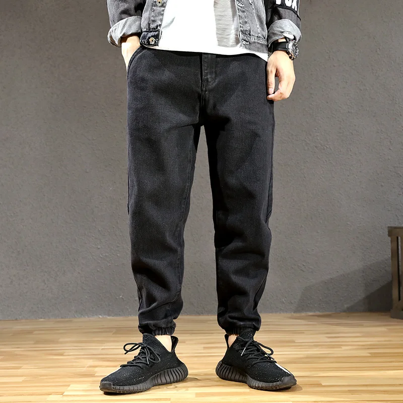Japanese Style Fashion Men Jeans Vintage Designer Loose Fit Harem Jeans Men Spliced Cargo Pants Streetwear Hip Hop Joggers Jeans