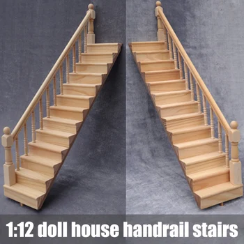 

Wooden Handrail Stairs Mini Doll Furniture Model for 1/12 Dollhouse Play House Toys YJS Dropship