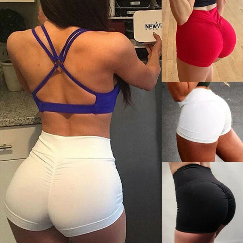 Women 2020 Shorts Fitness Sport High Waist Gym Shorts Running Jogging Hot Short Trousers Solid Color Elastic Waist Ladies Bottom