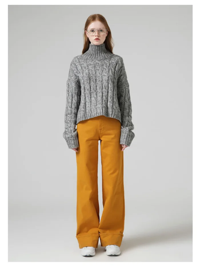 Toyouth, женские короткие свитера, с разрезом сзади, с длинным рукавом, водолазка, свитер, Повседневный, однотонный, пуловеры