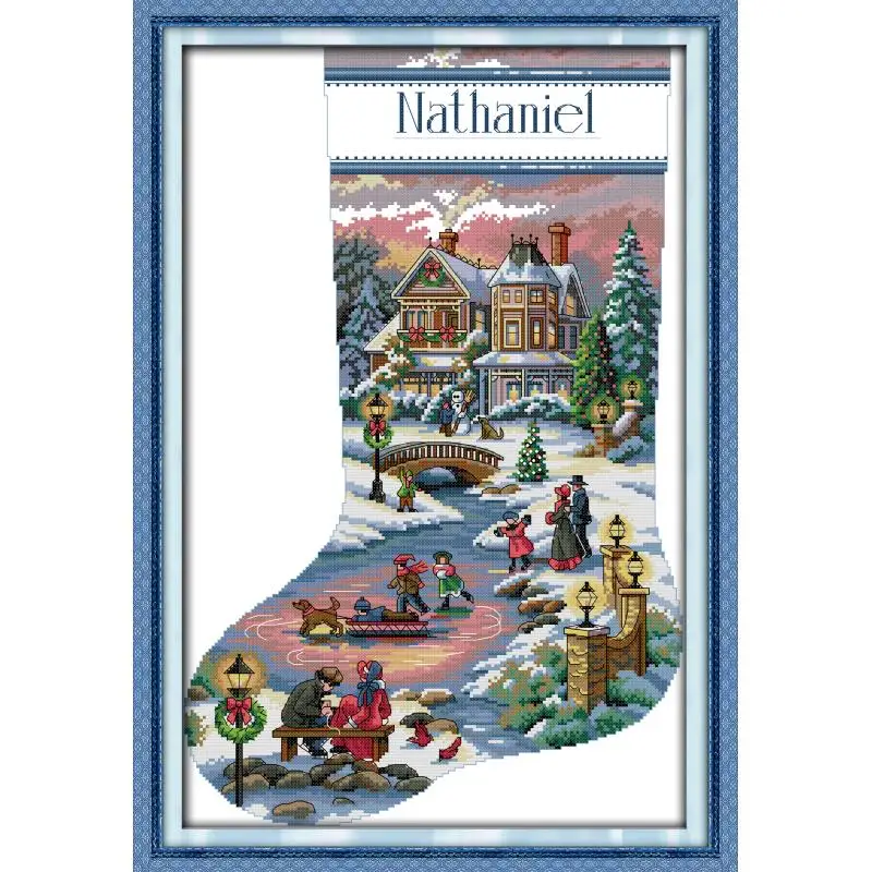 Christmas Stocking Cartoon Counted Cross Stitch 11CT 14CT Cross Stitch Set  Wholesale Cross-stitch Kit Embroidery