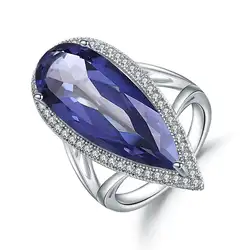 GEM'S BALLET, новинка 11.48Ct, натуральный иолит, голубой мистик, кварц, большая капля воды, кольцо на палец, 925 кольцо стерлинговоe серебряное, для