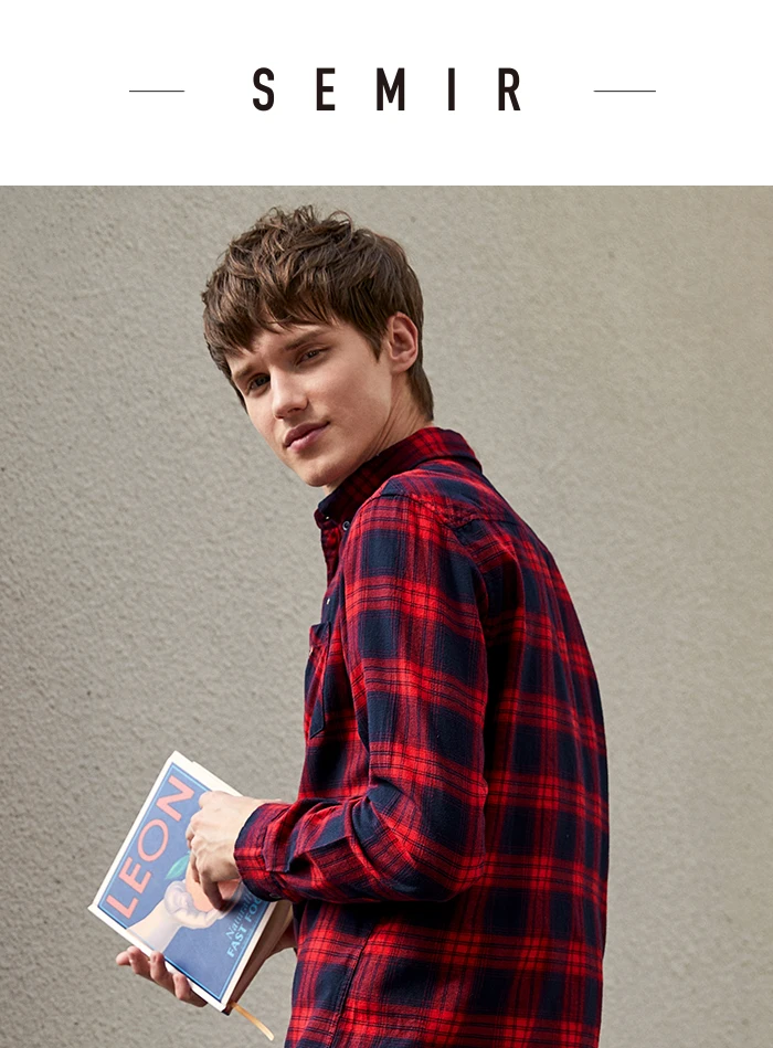 Semir модная Новая мужская рубашка с длинным рукавом корейская ретро хит цветная клетчатая одежда с вышивкой хлопковые рубашки