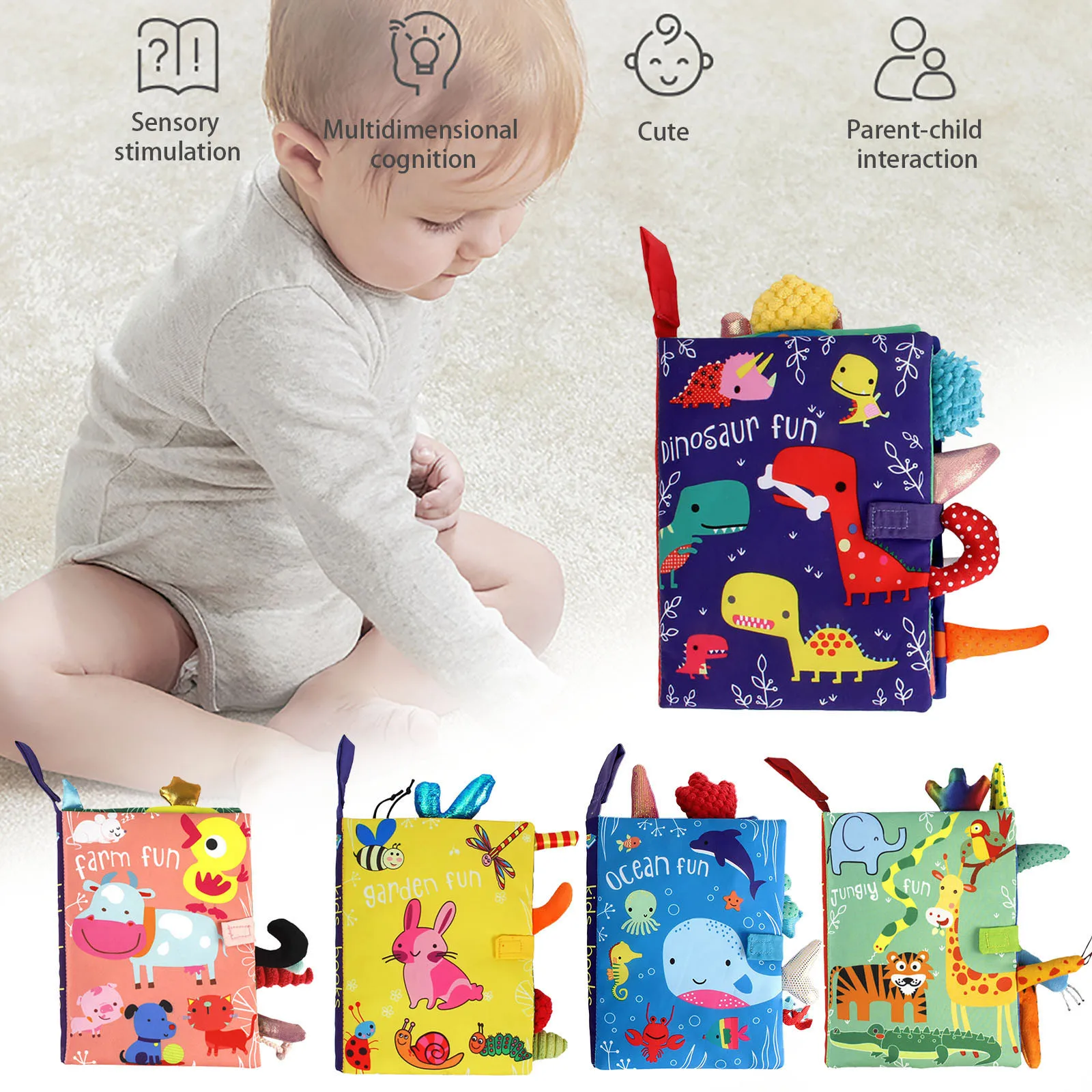Kawaii 3D niños rabos de animales libro de paño del bebé rompecabezas de juguete educativo de aprendizaje cómodo y suave juguetes РазвивающиеИгрушки