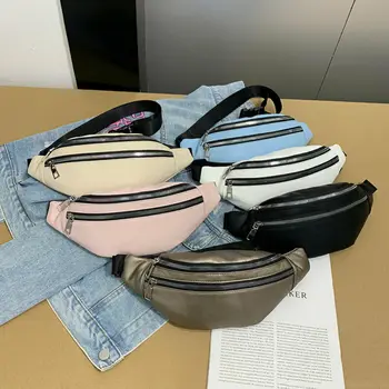

Fashion Women Waist Pack Girl Zipper Waist Bag Fanny Pack PU Leather Handbag Belt Bag Chest Bag Pocket Y