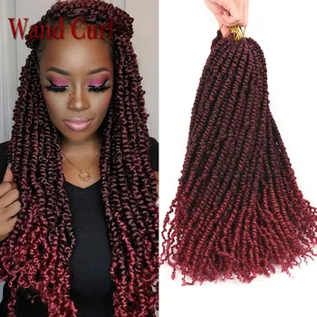 

Wand Curl 18inch Pre Passion Twist Crochet Synthetic Hair Long Braids Crotchet Black Ombre Brown Fluffy Braiding Hair