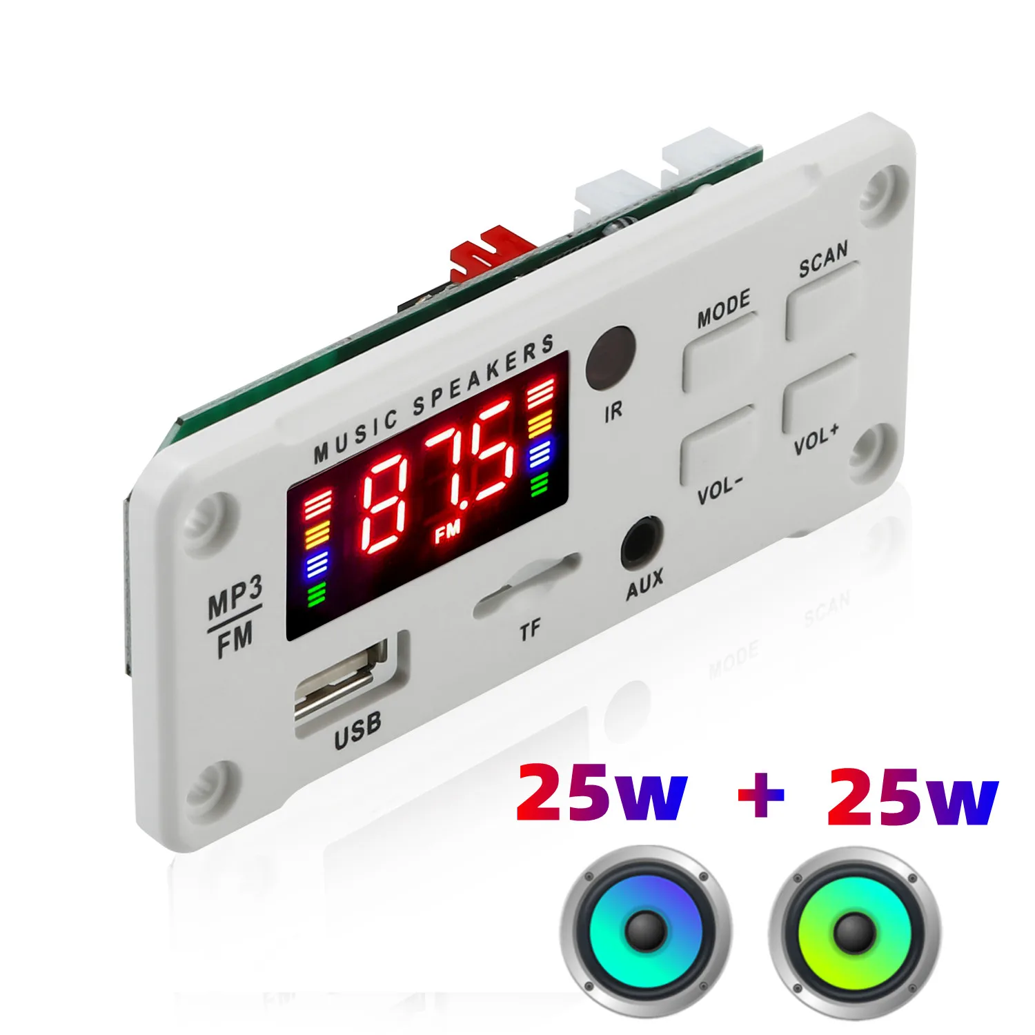 

2*25W MP3 Decoder Board 12V Bluetooth5.0 Car Audio USB TF FM Radio Module For Car Audio Music Speaker