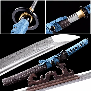 

Folded-Forging Damascus Steel Japanese Tanto Sword Samurai Wakizashi Katana Handmade Full Tang Sharp Knife