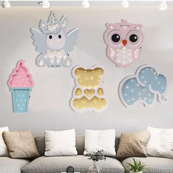 

Unicorn Night Light Nordic Owl Led Light Ice Cream Wall Hanging Wall Decoration Bear Light Room Decoration Cute Holiday Gift