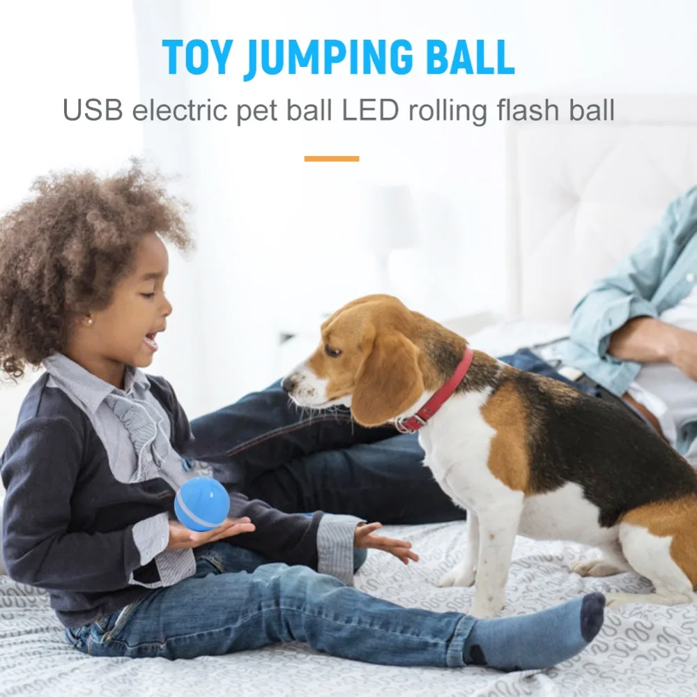 Funny Jumping Ball USB Electric Ball Waterproof LED Rolling Flash Ball Fun Toys for Children Kids Baby Pet Dog Cat