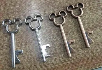 

300pcs/lot 2017 New Design Creative Wedding Favors Party Gifts Silver Mickey Mouse Skeleton Key Beer Bottle Opener