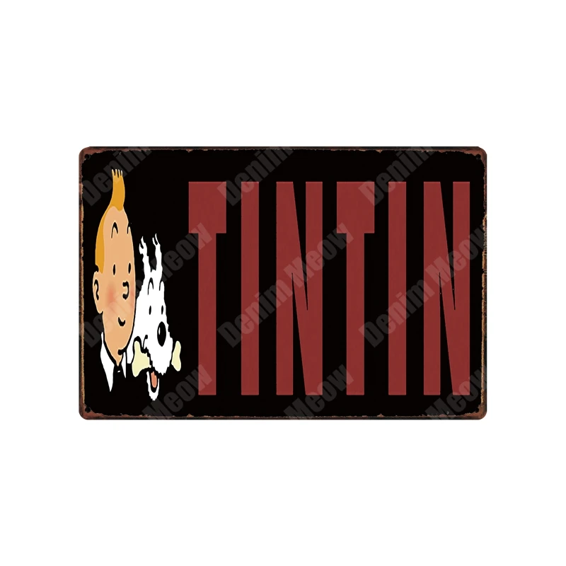 Tintin мультфильм металлическая Оловянная вывеска Альфа арт живопись магазин настенный стикер домашний декор Tintin фильм плакат Бар Винтаж железные тарелки MN120 - Цвет: Q