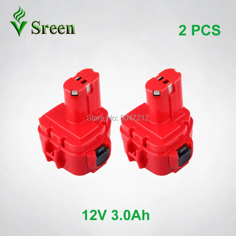 

2 PCS PA12 NI-MH 3000mAh Battery For Makita 12V Power Tool Rechargeable Battery Pack Replacement 1200 1201 1222 1220 1233SA 1235