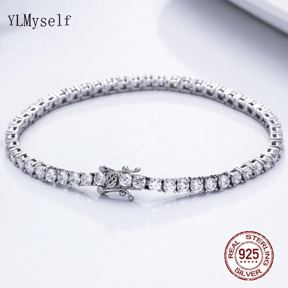 Bracelet Tennis Silverly En Argent 925 Avec Zircone Cubique 5mm - Longueur 19 Cm - Neuf Avec étiquettes
