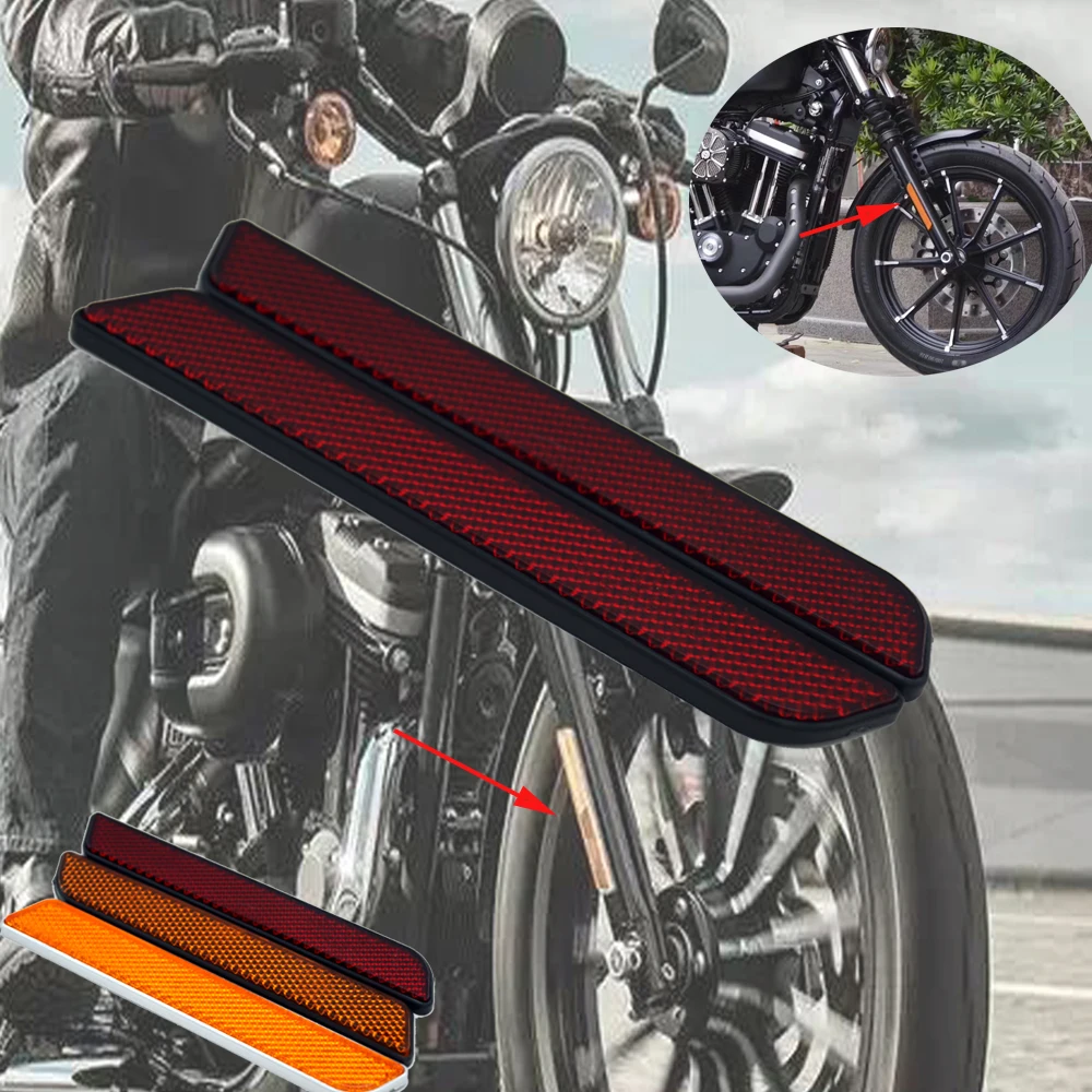 

For Motorcycle 136*21MM Front Fork Reflector Lower Legs Slider Safety Warning For Harley Dyna Softail Sportster 883 1200 Fatboy