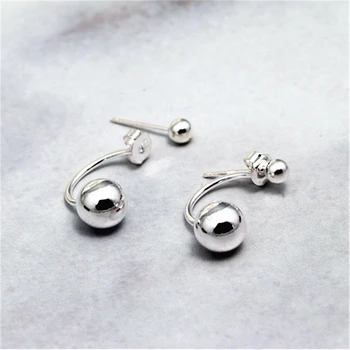 

S925 sterling silver earrings personality charm temperament female models beautiful Dongdaemun transit bead earrings