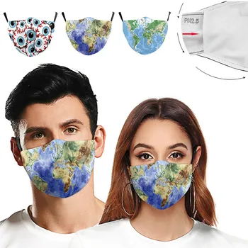 

1PC Respirator Family Safe Printed Gift Dustproof Mouth-muffle Mascarillas Masque Activated Carbon Filters Mouth Cover Reusable