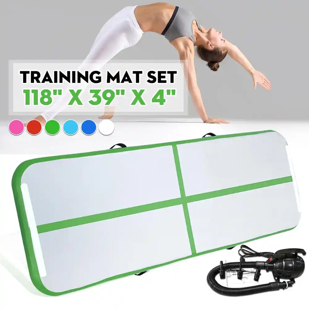VEVOR Airtrack Tumbling Mat 4M Inflatable Gymnastics Air Track 10CM Thickness Flooring Mat without Pump 400x100x10cm Black Air Track Mat for Gym Yoga Training Kids Tumbling Park Home Use VEVOR Airtrack Tumbling Mat 4M Inflatable Gymnastics Air Track 10CM Thickness Flooring Mat without Pump 400x100x10cm Black Air Track Mat for Gym Yoga Training Kids Tumbling Park Home Use