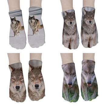 

New Fashion Wolf Sock 3D Printing Women Socks Animal Short Sock Unisex Female Funny Low Ankle Cartoon Socks 5ZJQ-DW129