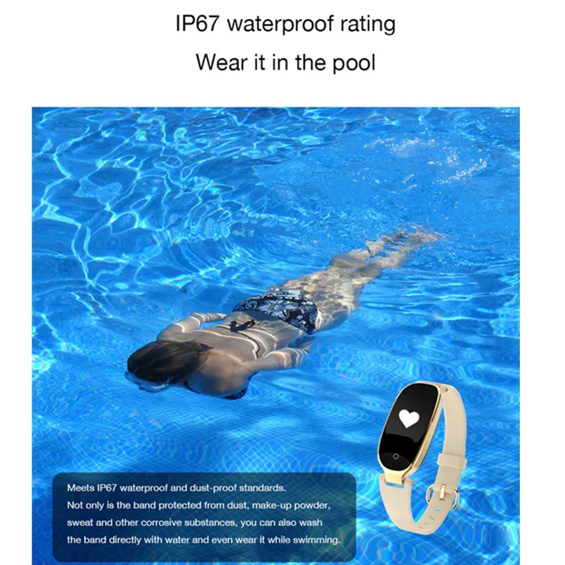 Женский умный Браслет Ip67 с функцией Bluetooth водонепроницаемый фитнес трекер