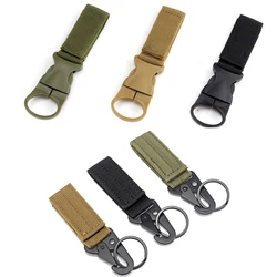 Fivela de garrafas de água masculina, 2 peças, cinto, chaveiro de lona, militar, nylon, metal, forma da boca, fivelas de liga metálica