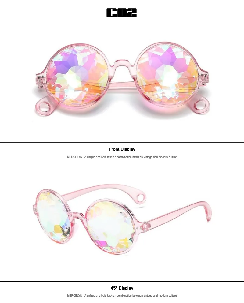Новые солнцезащитные очки круглые вечерние Модные солнцезащитные очки калейдоскоп Красочные линзы дизайнерские диско женские солнцезащитные очки