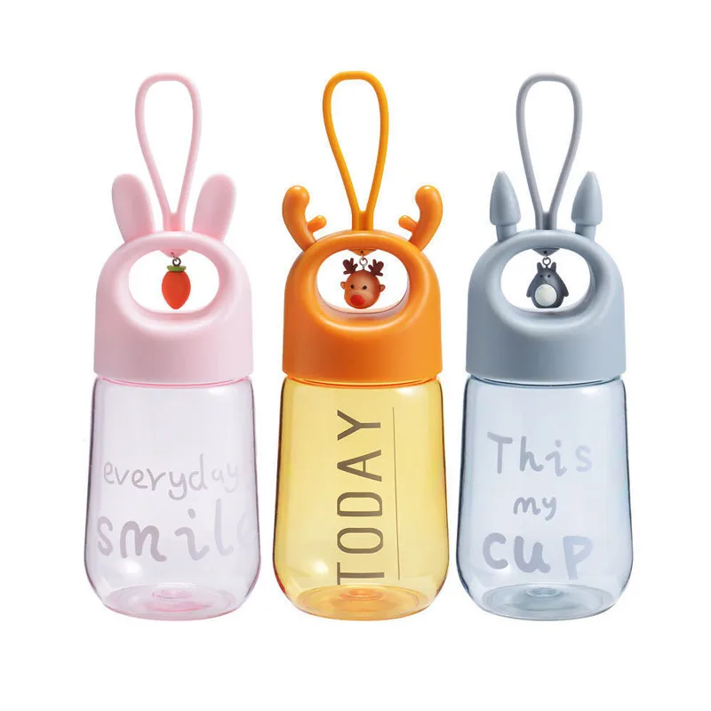 

480ml Cute Cartoon Water Bottle BPA Free Portable FDA Grade Plastic PC PP Drinking Cup for Sports Tour Travel Bottle Drinkwares