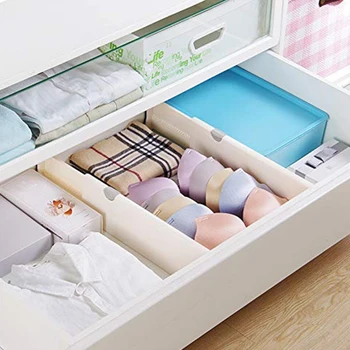 

Dresser Drawer Organizers, Expandable Drawer Organizer/Divider - for Bedroom, Bathroom, Closet, Office, Kitchen Storage - 3 Pa