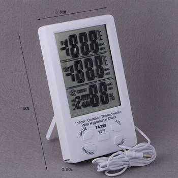 

Digital Thermometer 2 in 1 Hygrometer Temperature Meter Accuracy Temperature & Humidity with Large LCD Display Sensor Wire Manag
