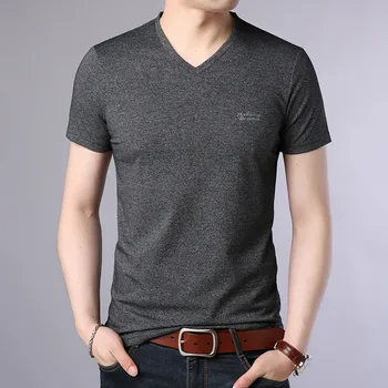 

3007- New round neck casual short sleeve thick solid color